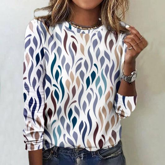 Hanne | Damen Langarm Bedruckte Bluse | Bequem